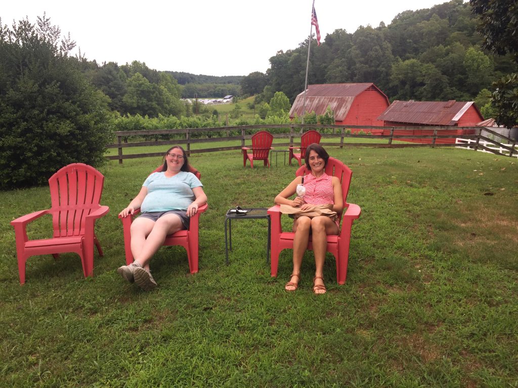 enjoying the patio at South Creek Winery and Vineyard
