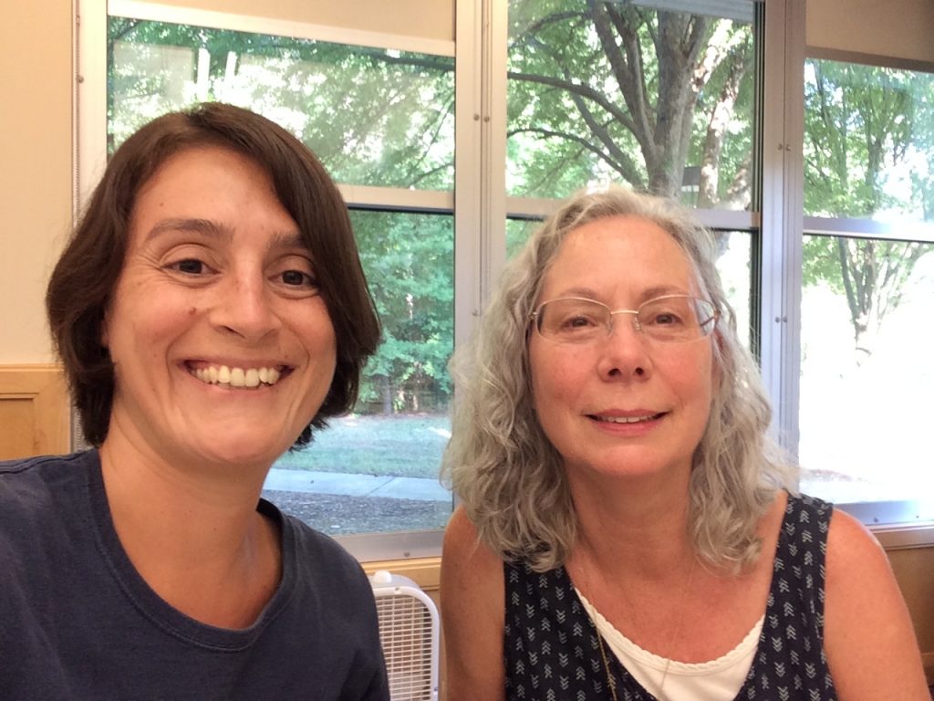 Maria and Jo at the Durham Library Cheese tasting