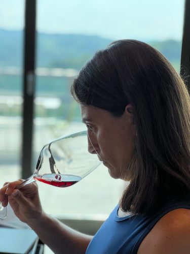 Maria's serious about her wine