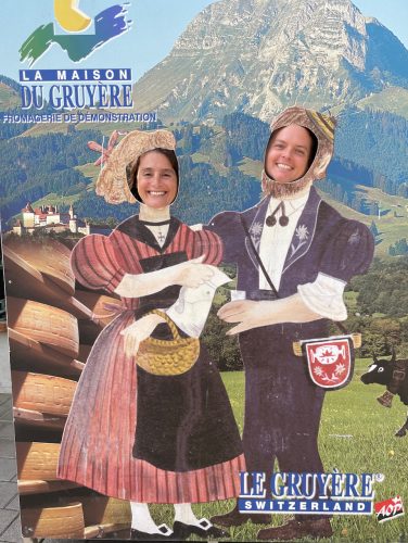 Maria and Neil dressed as cheesemakers