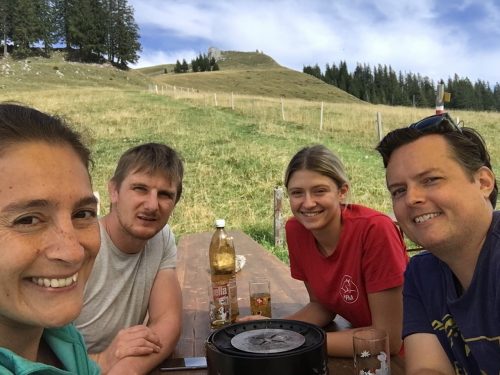 Maria, Benno, Lynn and Neil just before our fondue arrived